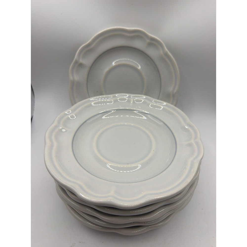 6 Pfaltzgraff Glossy Saucer Plates Only Blue Rose Thin Blue Line Trim